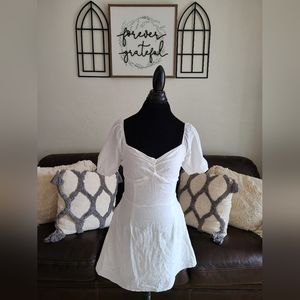 Lucca White‎ Puff Sleeve Mini Dress Size M With Pockets
